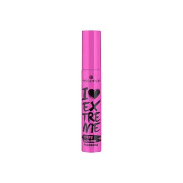 máscara de pestañas Essence I Love Extreme Crazy Volume con envase rosa
