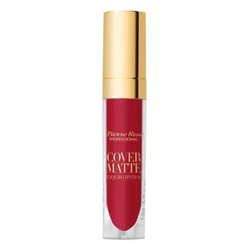 labios maquillados con labial líquido rojo mate Pierre René tono True Red