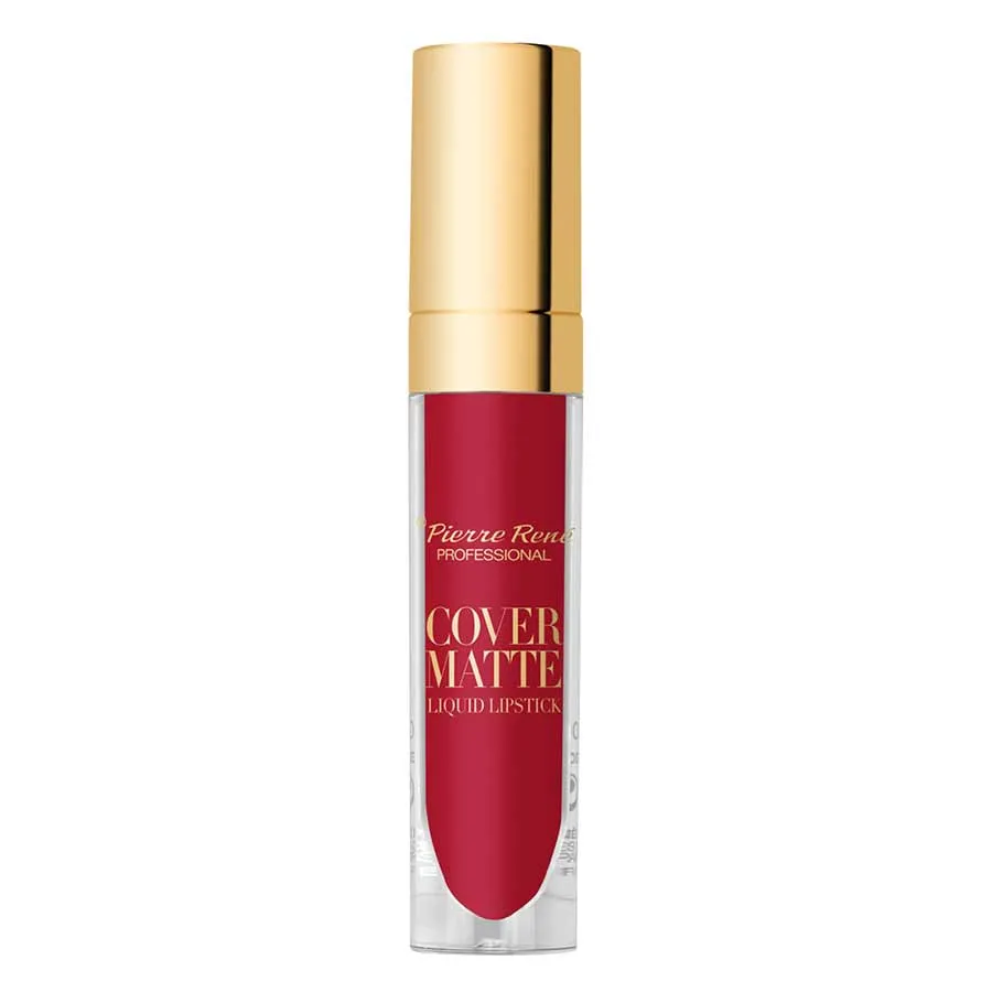 labios maquillados con labial líquido rojo mate Pierre René tono True Red