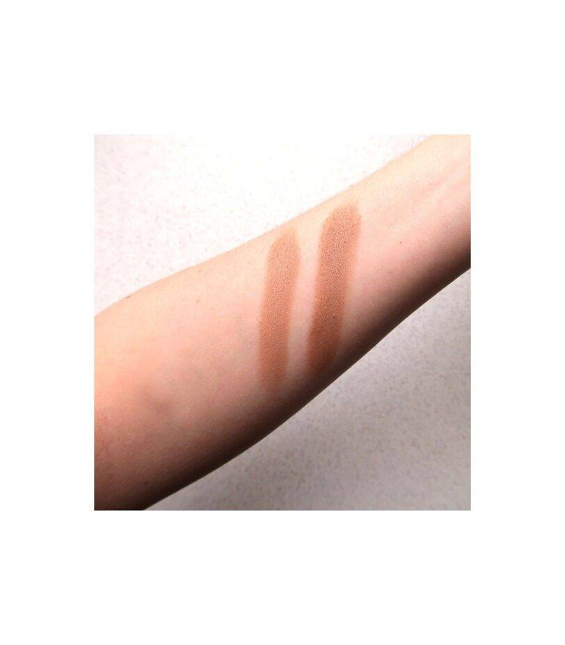 Comparación de tonos Sunrise y Sunset de los polvos bronceadores HYPO en el brazo