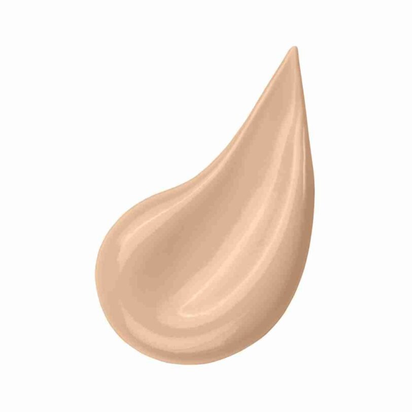 swatch tono 103 True Ivory de la base de maquillaje Rimmel Match Perfection SPF 20