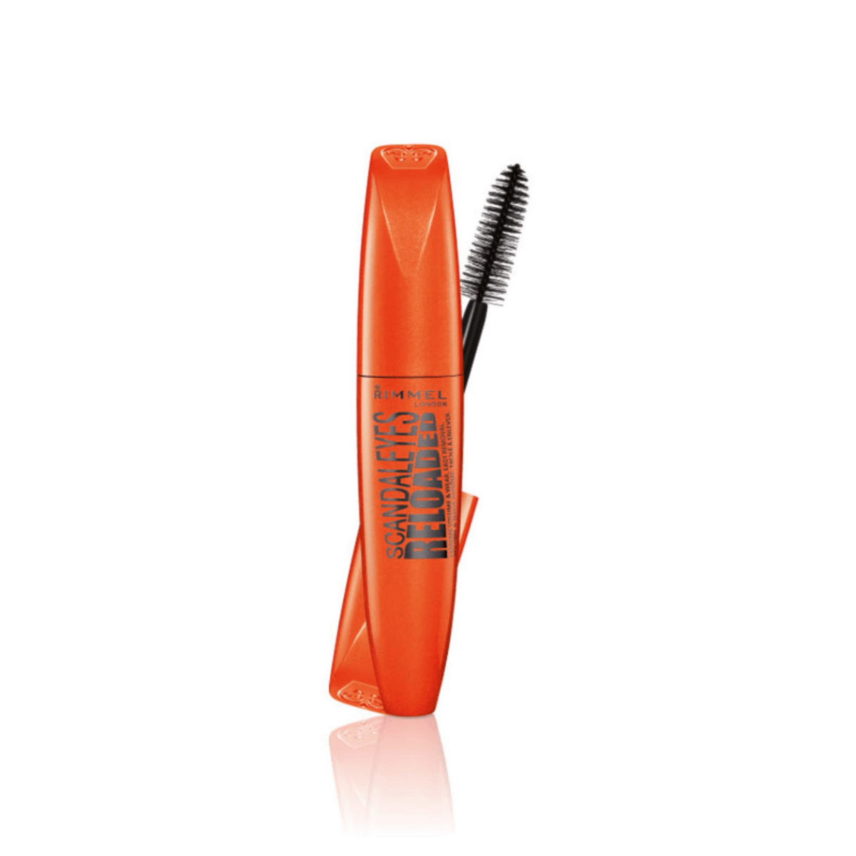 máscara de pestañas Rimmel Scandaleyes Reloaded color negro con efecto volumen