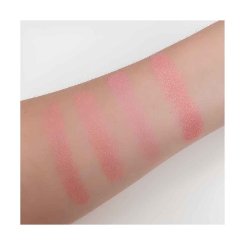 Swatches del colorete Sweet Melody de Bell Cosmetics sobre la piel