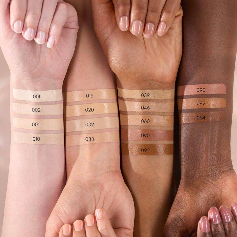 gama completa de tonos Catrice True Skin High Cover Corrector aplicada en diferentes tonos de piel
