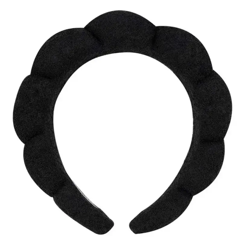 Diadema nube Brushworks negra para maquillaje y skincare