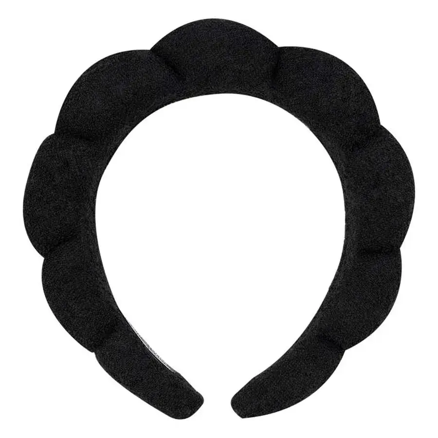 Diadema nube Brushworks negra para maquillaje y skincare