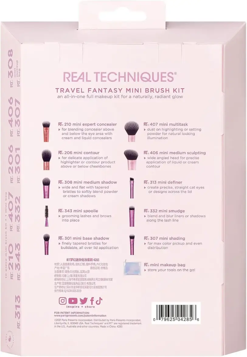 detalle brochas incluidas Real Techniques Travel Fantasy mini brush kit