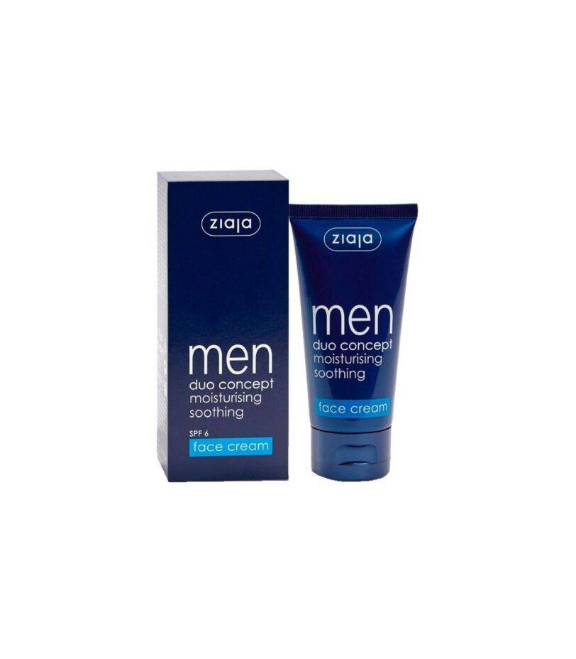 crema facial Ziaja MEN con caja duo concept moisturising soothing