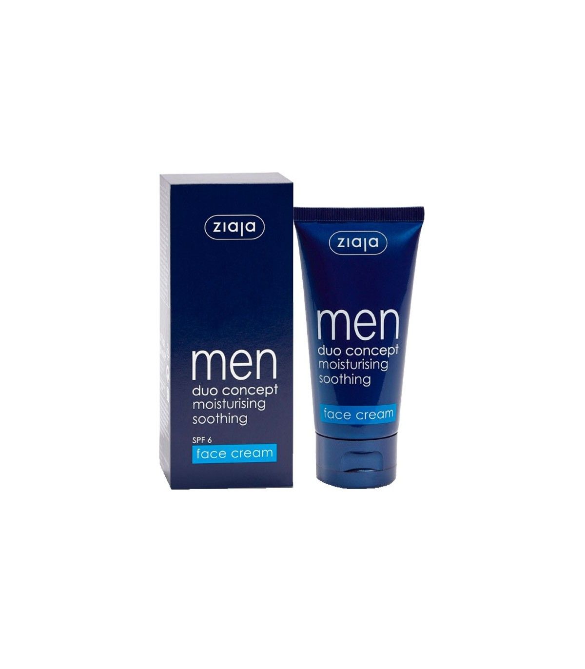 crema facial Ziaja MEN con caja duo concept moisturising soothing