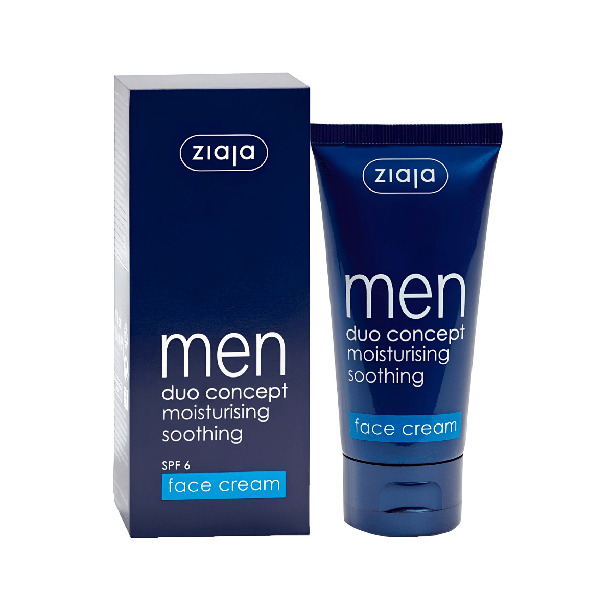crema facial Ziaja MEN con caja duo concept moisturising soothing