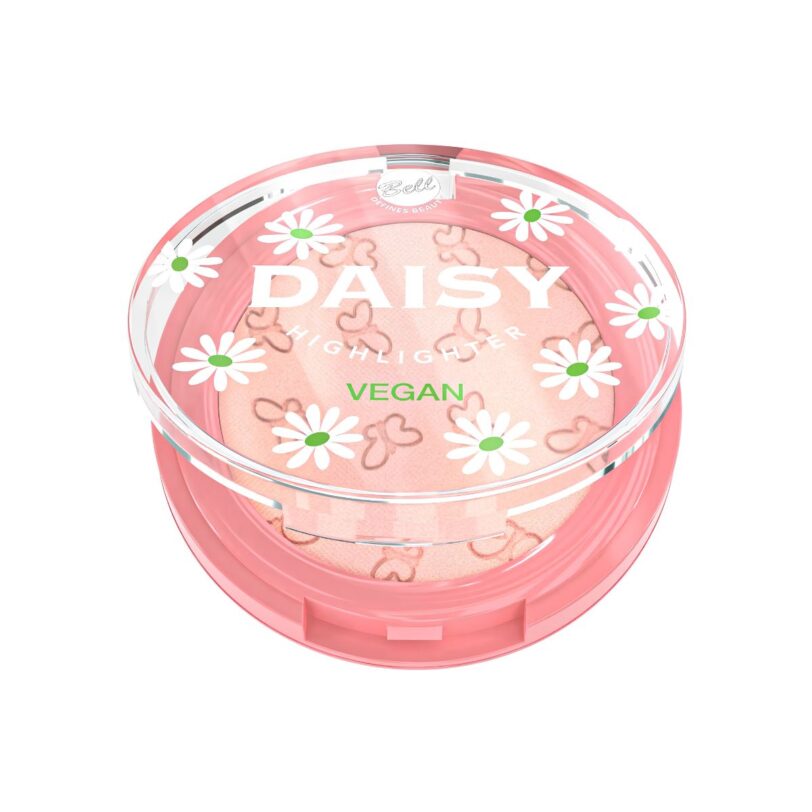 Iluminador Daisy Highlighter de Bell Cosmetics con acabado luminoso y fórmula vegana en polvo compacto