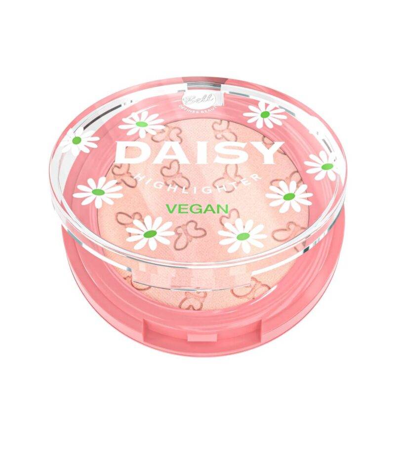 Iluminador Daisy Highlighter de Bell Cosmetics con acabado luminoso y fórmula vegana en polvo compacto