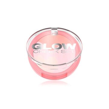 Paleta Glow Cheek Set de Bell Cosmetics con colorete e iluminadores en estuche rosa