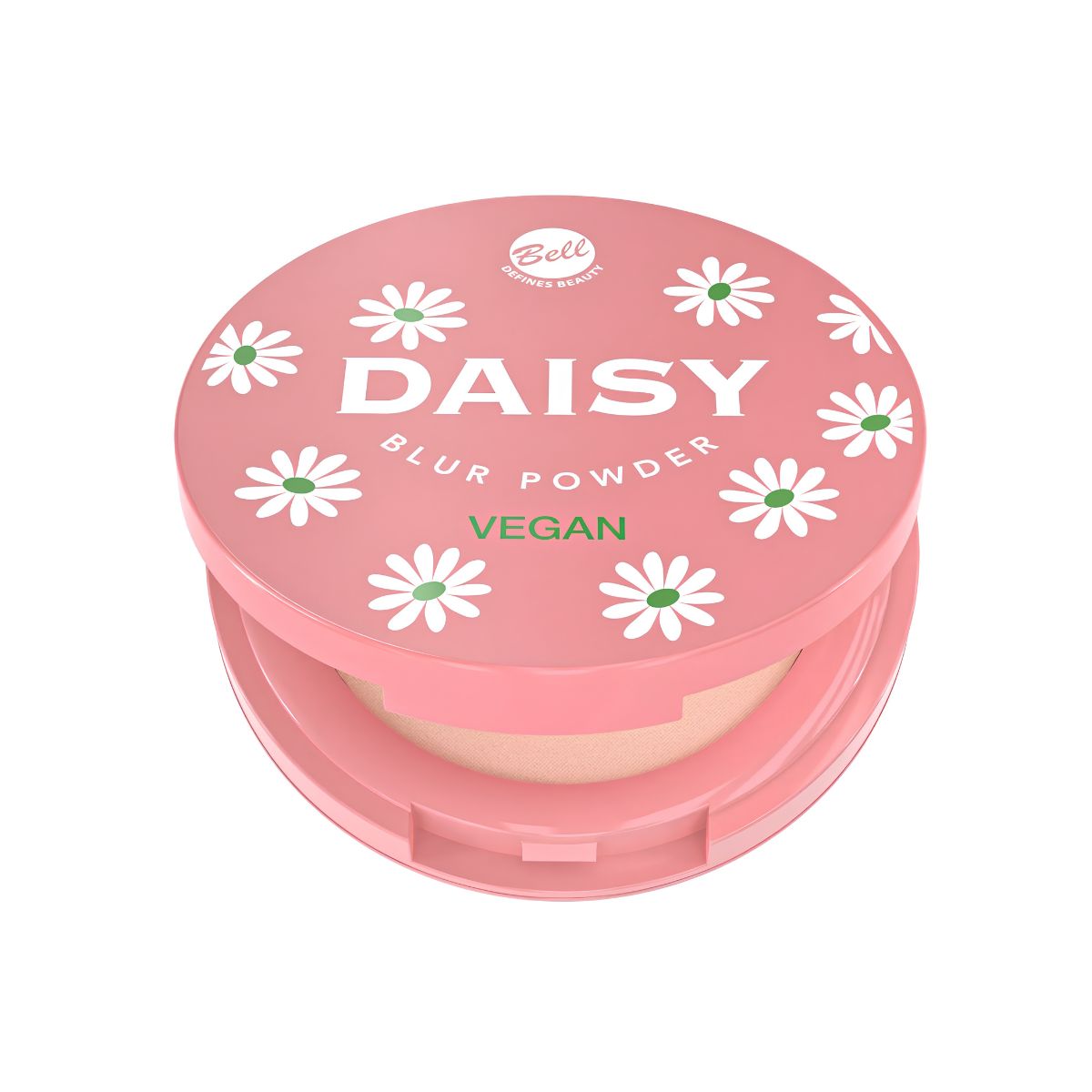 Polvos compactos Daisy Blur Powder de Bell Cosmetics con acabado suave y efecto difuminado vegano
