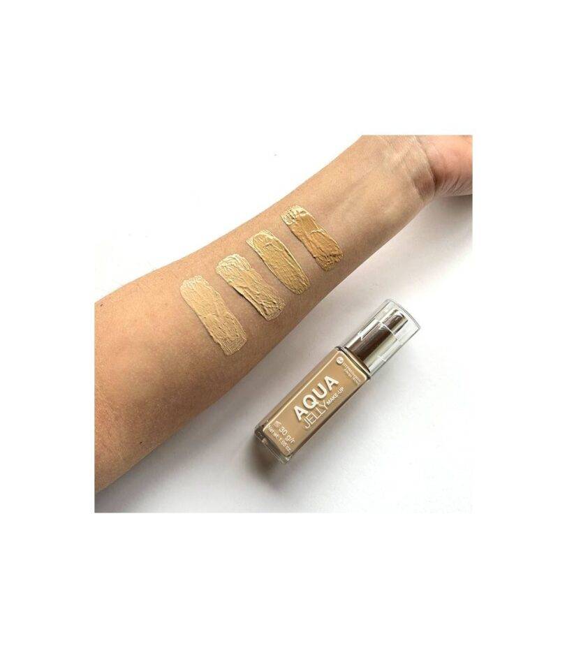 Swatches de la base de maquillaje Aqua Jelly de Bell HYPO aplicados sobre la piel en varios tonos