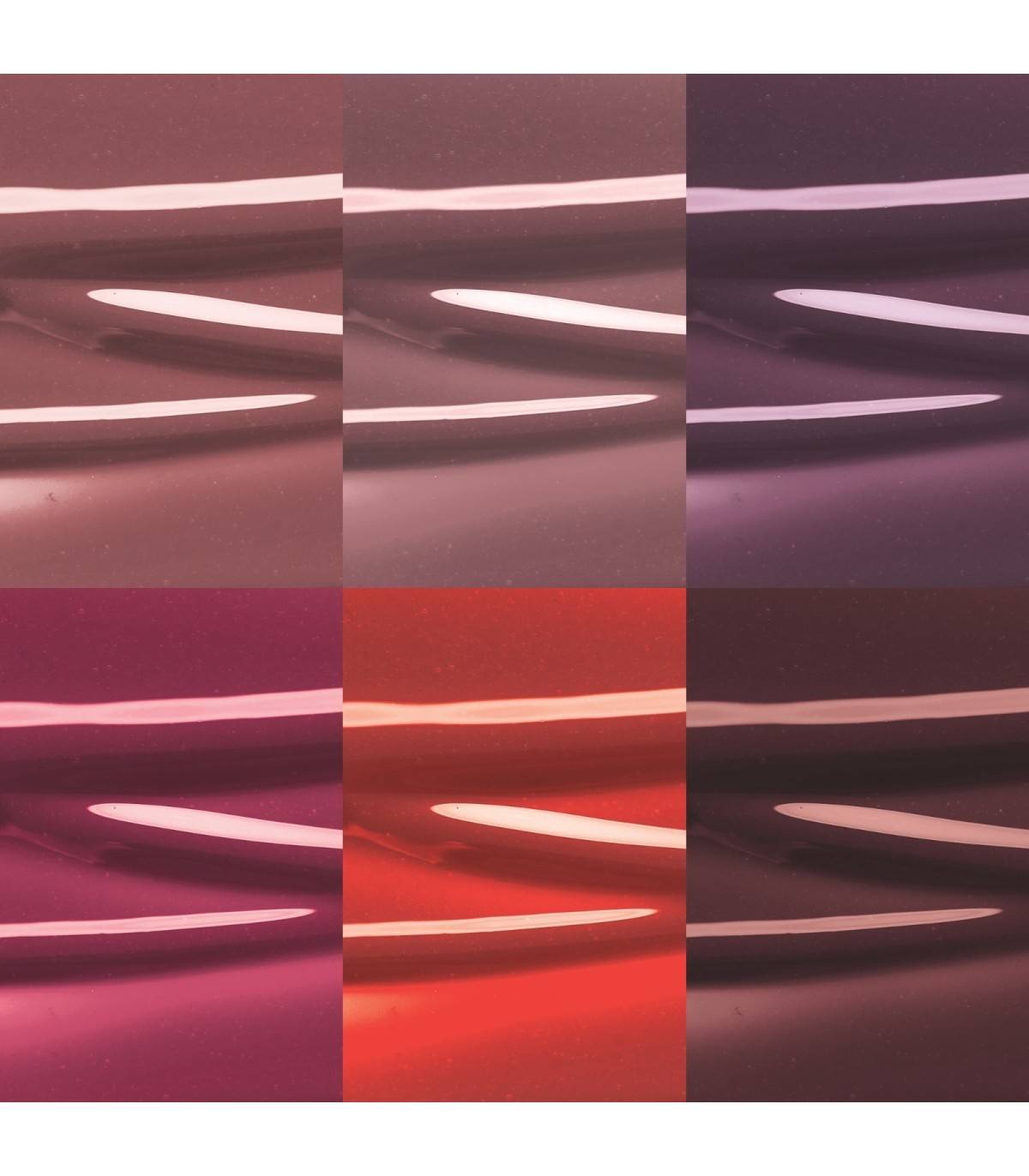 Swatches de la gama de colores del labial líquido hipoalergénico Go Ink!