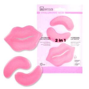Parches de hidrogel IDC Institute con ácido hialurónico para ojos y labios formato 2 en 1