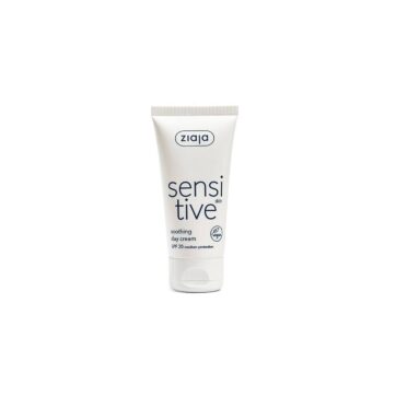 Crema facial calmante de día Ziaja Sensitive con SPF 20 para piel sensible en formato tubo