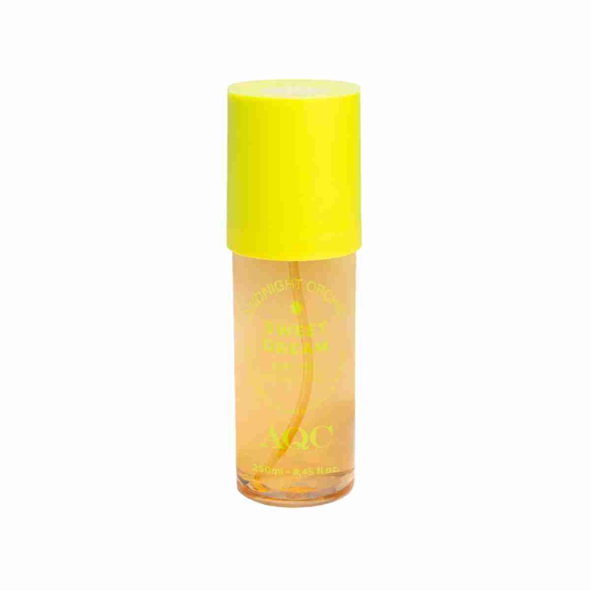 bruma corporal Mist Midnight Orchid con aroma floral intenso y cálido en envase amarillo