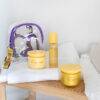 set Creamy Flor de Mayo con mochila transparente incluye loción corporal scrub y bruma corporal