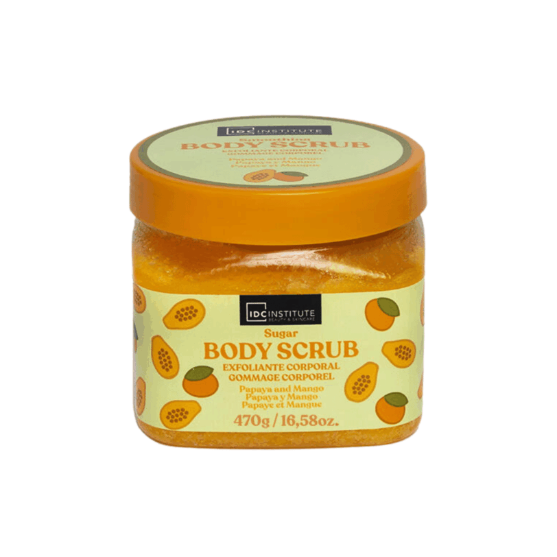 exfoliante corporal idc institute papaya y mango textura azucar elimina impurezas y suaviza la piel