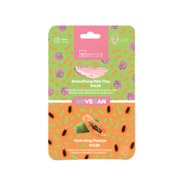 mascarilla facial doble idc institute arcilla rosa detox y gel de papaya hidratante vegana cuidado facial