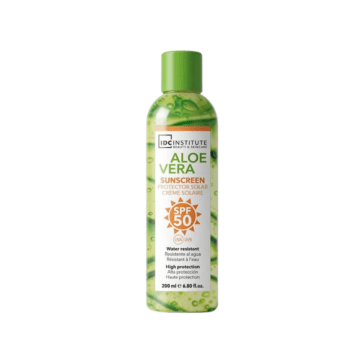 protector solar SPF 50 con aloe vera IDC Institute resistente al agua hidratante