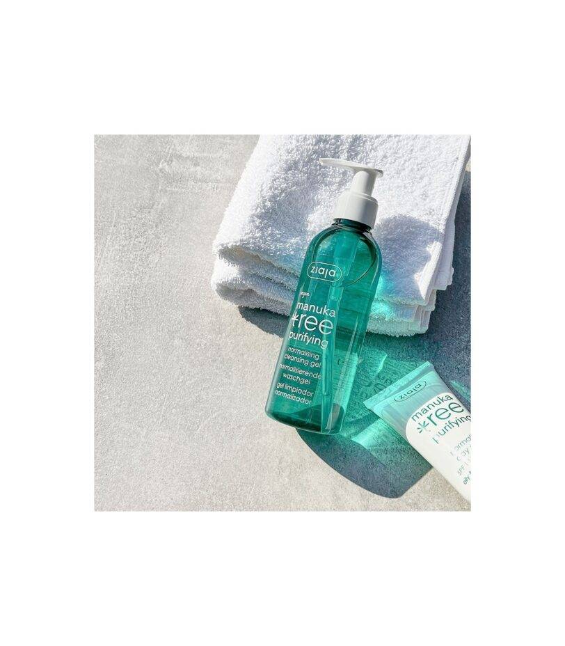 gel limpiador manuka ziaja junto a crema facial para piel grasa rutina skincare
