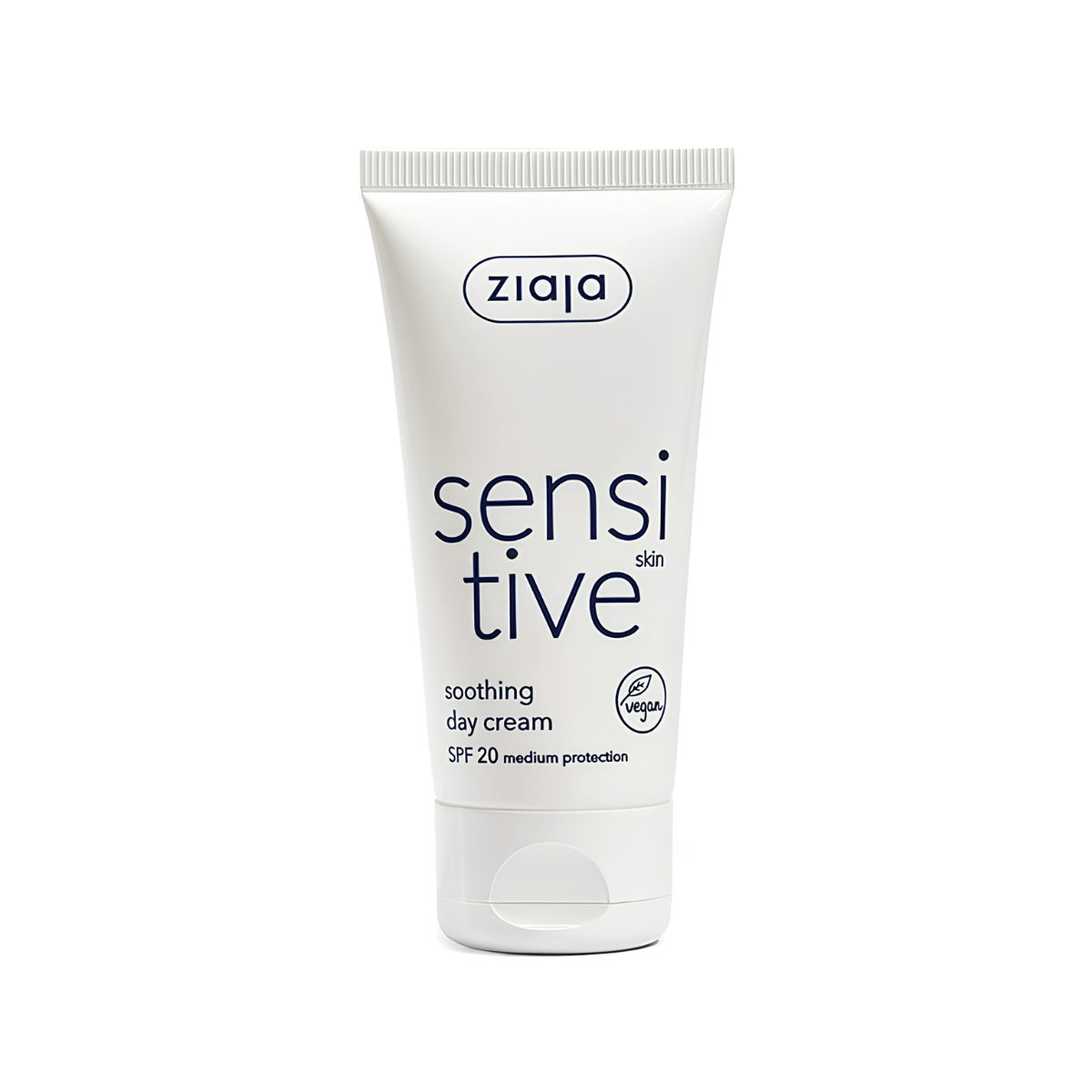 Crema facial calmante de día Ziaja Sensitive con SPF 20 para piel sensible en formato tubo