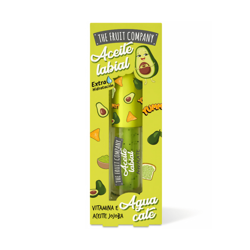 Aceite labial Aguacate The Fruit Company en formato 3,6 ml con vitamina E, aceite de jojoba y efecto extra hidratante.