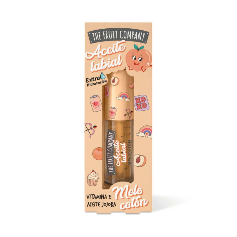 Aceite labial melocotón vitamina E y jojoba packaging aceite labial melocoton The Fruit Company formula hidratante vegana