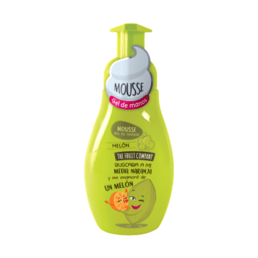 mousse gel de manos aroma melón The Fruit Company con espuma suave y diseño afrutado divertido
