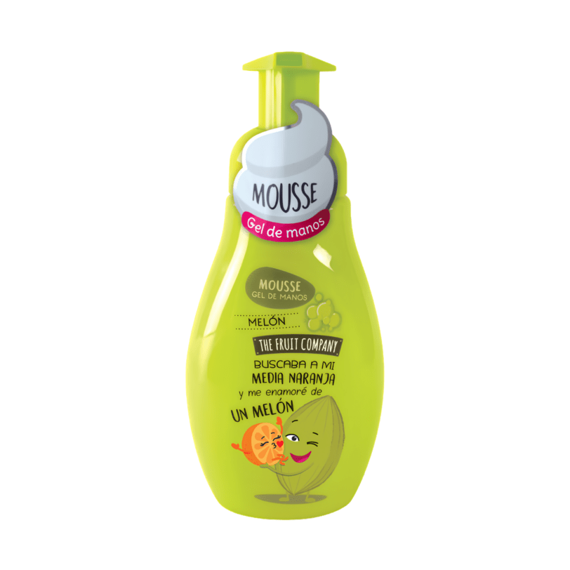 Mousse gel de manos Melón The Fruit Company mousse gel de manos aroma melón The Fruit Company con espuma suave y diseño afrutado divertido