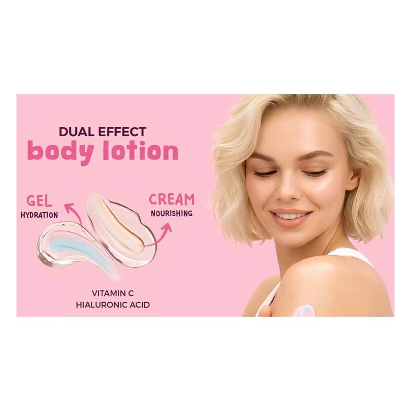 loción corporal Twister Dual Effect con vitamina C y ácido hialurónico que combina hidratación en gel y nutrición en crema