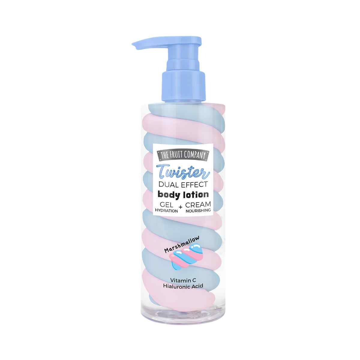 locion corporal twister nube de colores the fruit company con acido hialuronico vitamina c y aroma marshmallow