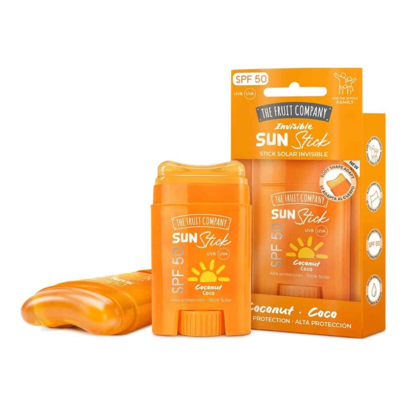 stick solar invisible SPF50 resistente al agua con envase original The Fruit Company