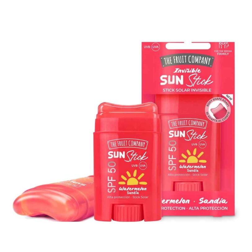 protector solar invisible SPF50 aroma sandía en formato stick con envase original The Fruit Company