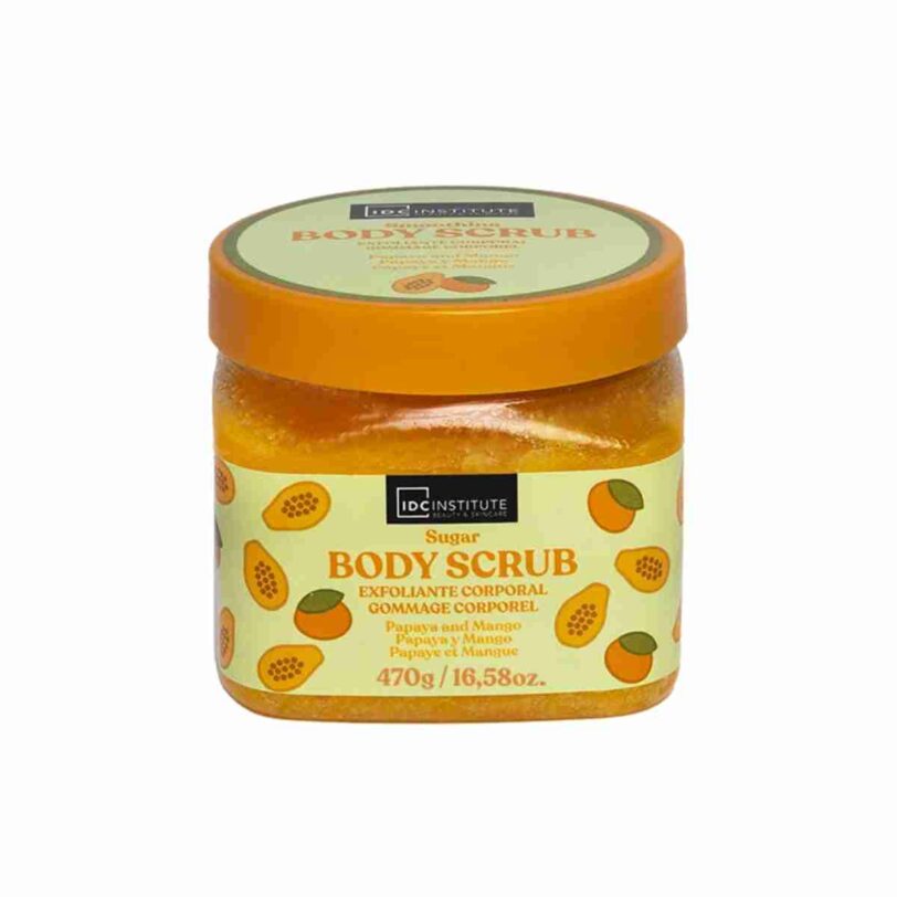 Exfoliante corporal papaya y mango IDC Institute exfoliante corporal idc institute papaya y mango textura azucar elimina impurezas y suaviza la piel