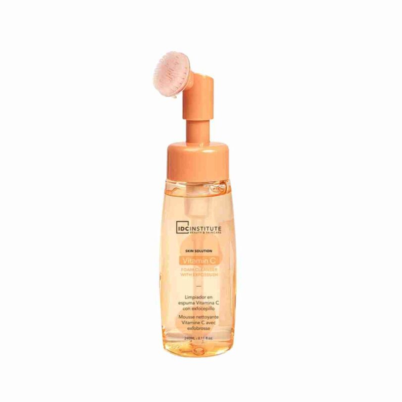 Limpiador facial espuma vitamina C con cepillo exfoliante Limpiador facial en espuma con vitamina C y cepillo exfoliante integrado para una limpieza profunda