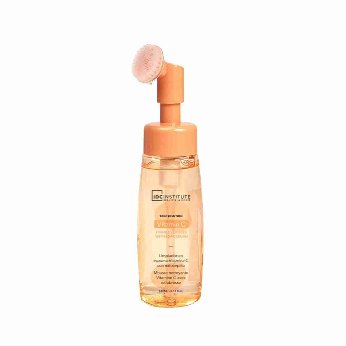 Limpiador facial en espuma con vitamina C y cepillo exfoliante integrado para una limpieza profunda