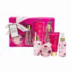 set regalo idc institute secret stories con caja incluye gel ducha locion corporal bruma y bomba de baño aroma rosa y peonia