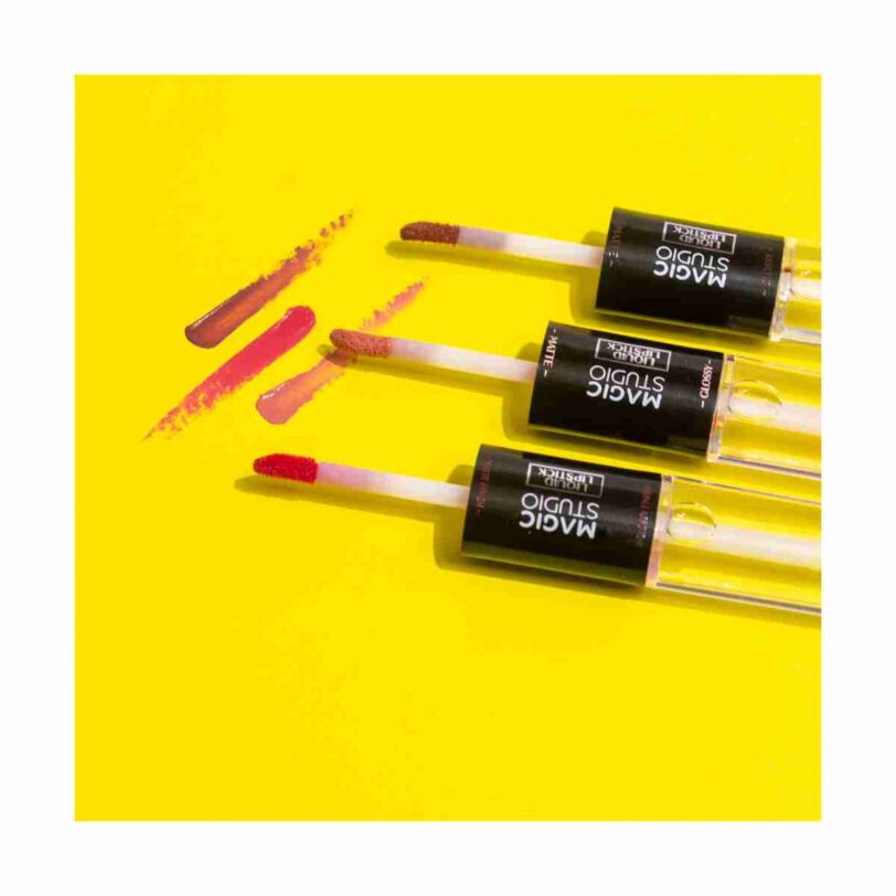 abiales double liquid lipstick magic studio con acabado mate y larga duracion