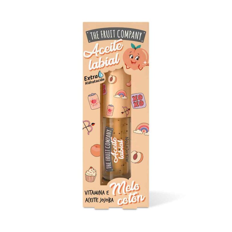 Aceite labial melocotón vitamina E y jojoba packaging aceite labial melocoton The Fruit Company formula hidratante vegana