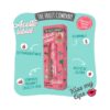 Aceite labial Sandía The Fruit Company presentado con su caja, destacando su efecto extra hidratante, vitamina E y aceite de jojoba.