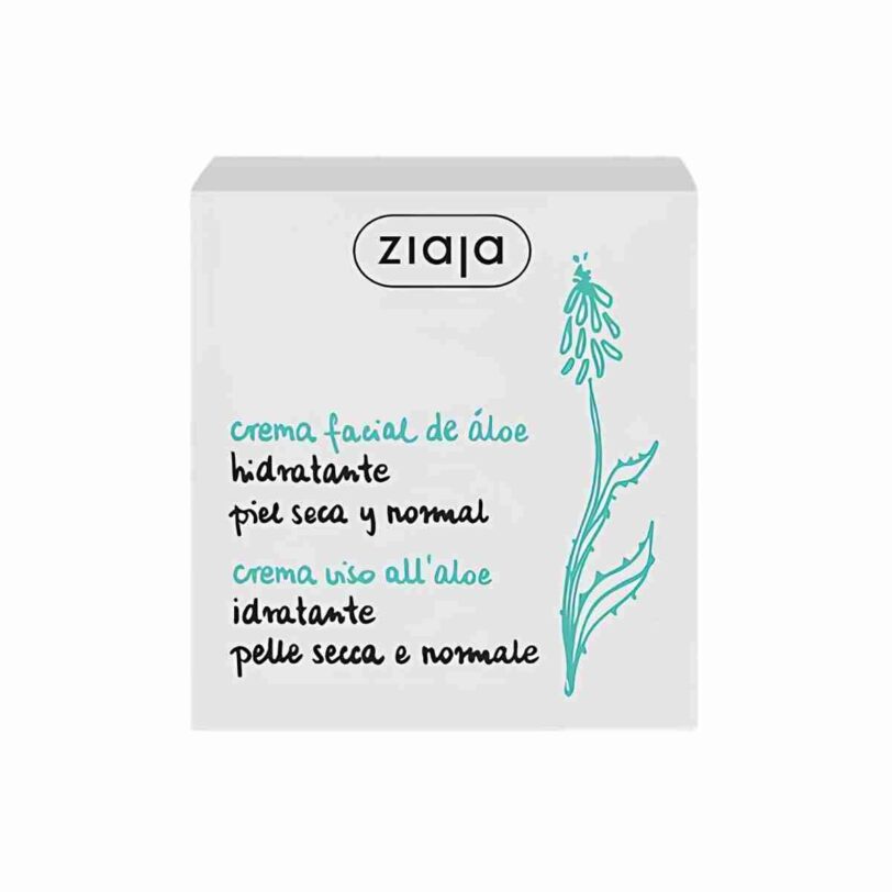Caja de crema facial Ziaja Aloe hidratante para piel seca y normal