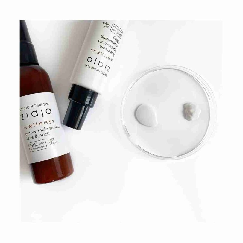 productos faciales Ziaja Baltic Home Spa Wellness con sérum y crema facial hidratante de textura ligera