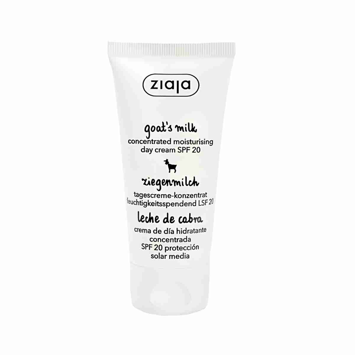 Crema facial hidratante concentrada de día Ziaja Leche de Cabra con SPF 20 para piel seca y con tendencia a las arrugas.