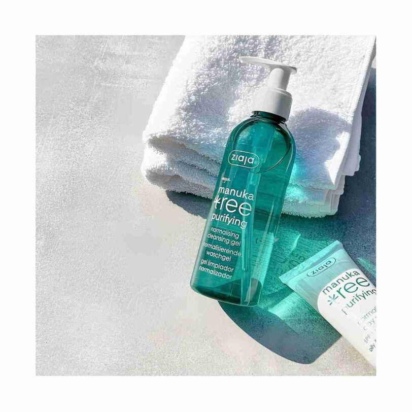 gel limpiador manuka ziaja junto a crema facial para piel grasa rutina skincare