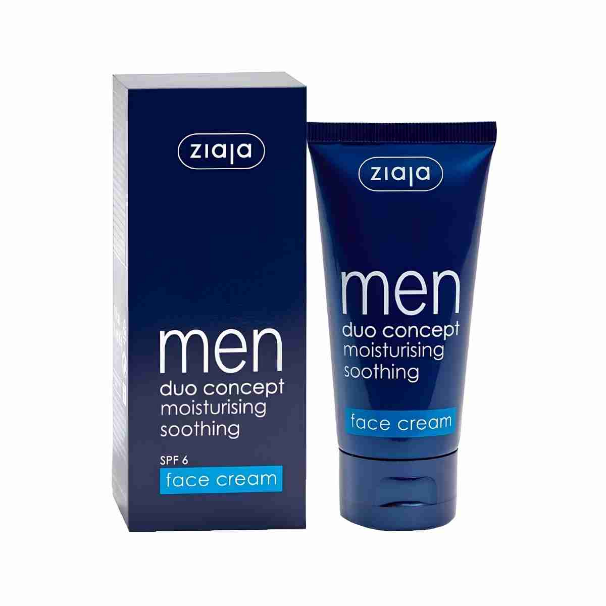 crema facial Ziaja MEN con caja duo concept moisturising soothing
