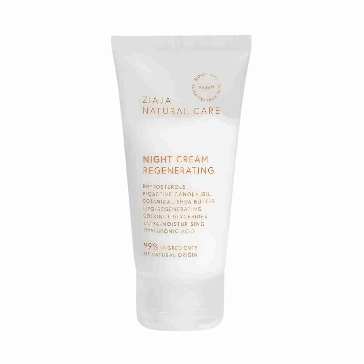 crema facial de noche Ziaja Natural Care con ingredientes de origen natural y efecto regenerador
